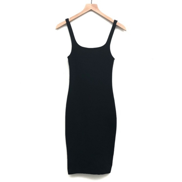 Zara Trafaluc black basic body-con dress with slit - Picture 1 of 1